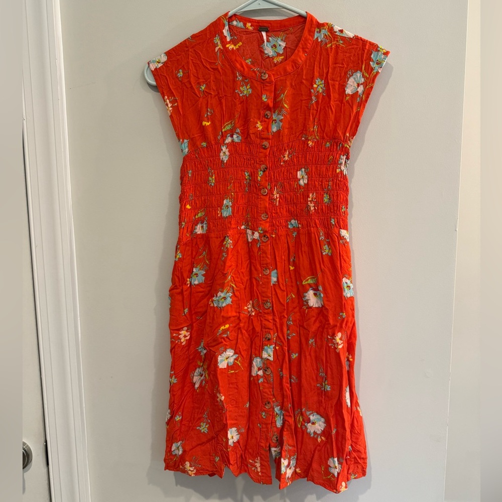 Free People Floral Mini Dress - Red and White